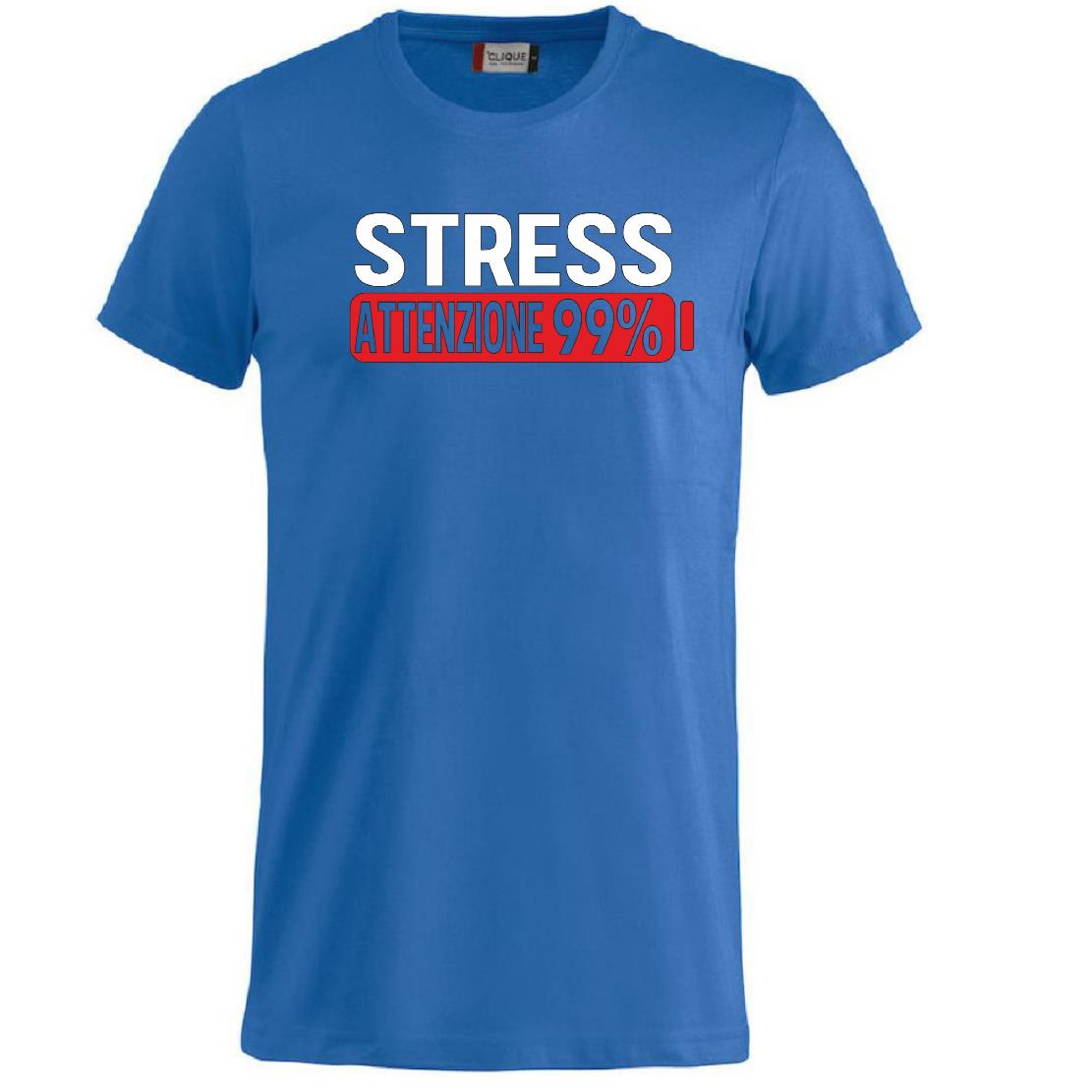 T-Shirt Uomo “Stress Attenzione 99%” – Maglietta Simpatica e Divertente PS 27431-A002