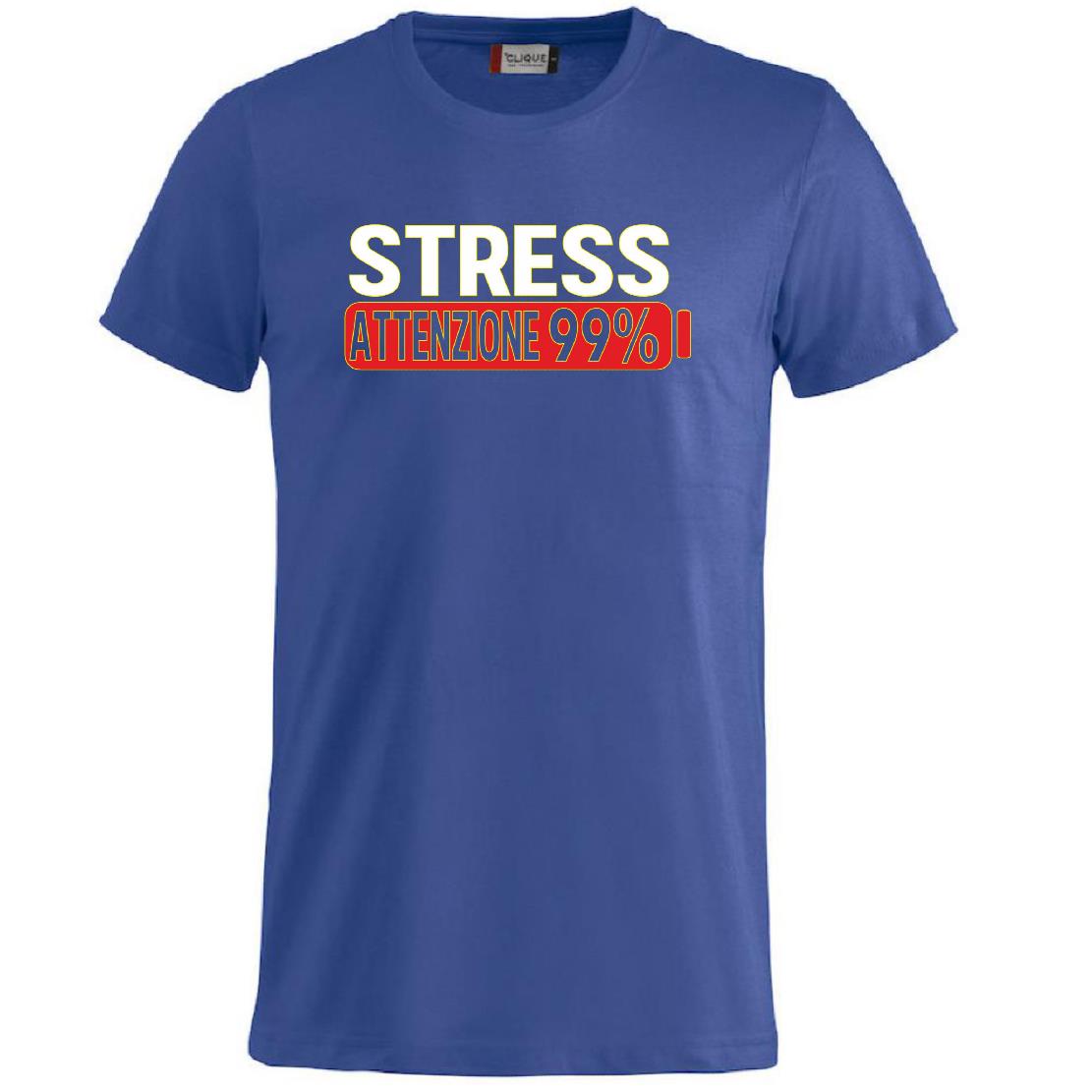 T-Shirt Uomo “Stress Attenzione 99%” – Maglietta Simpatica e Divertente PS 27431-A002