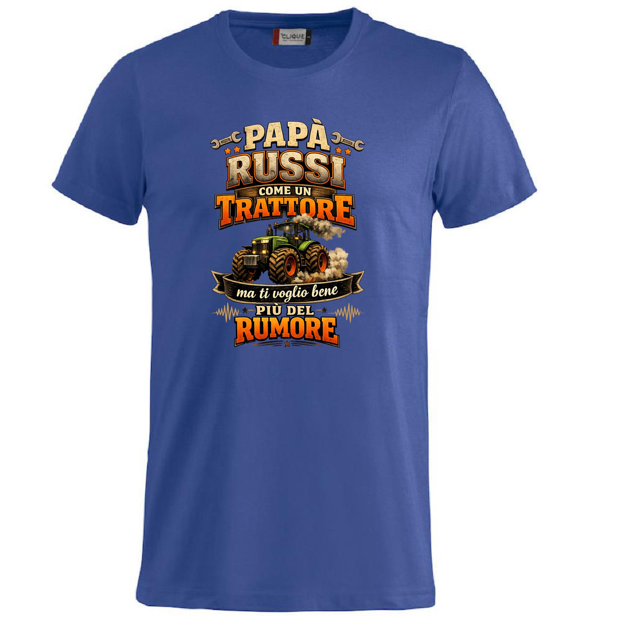 T-Shirt Papa' Russi Come Un Trattore Ma Ti Voglio Bene Piu' Del Rumore – Maglietta Personalizzabile PS 27431-A-145