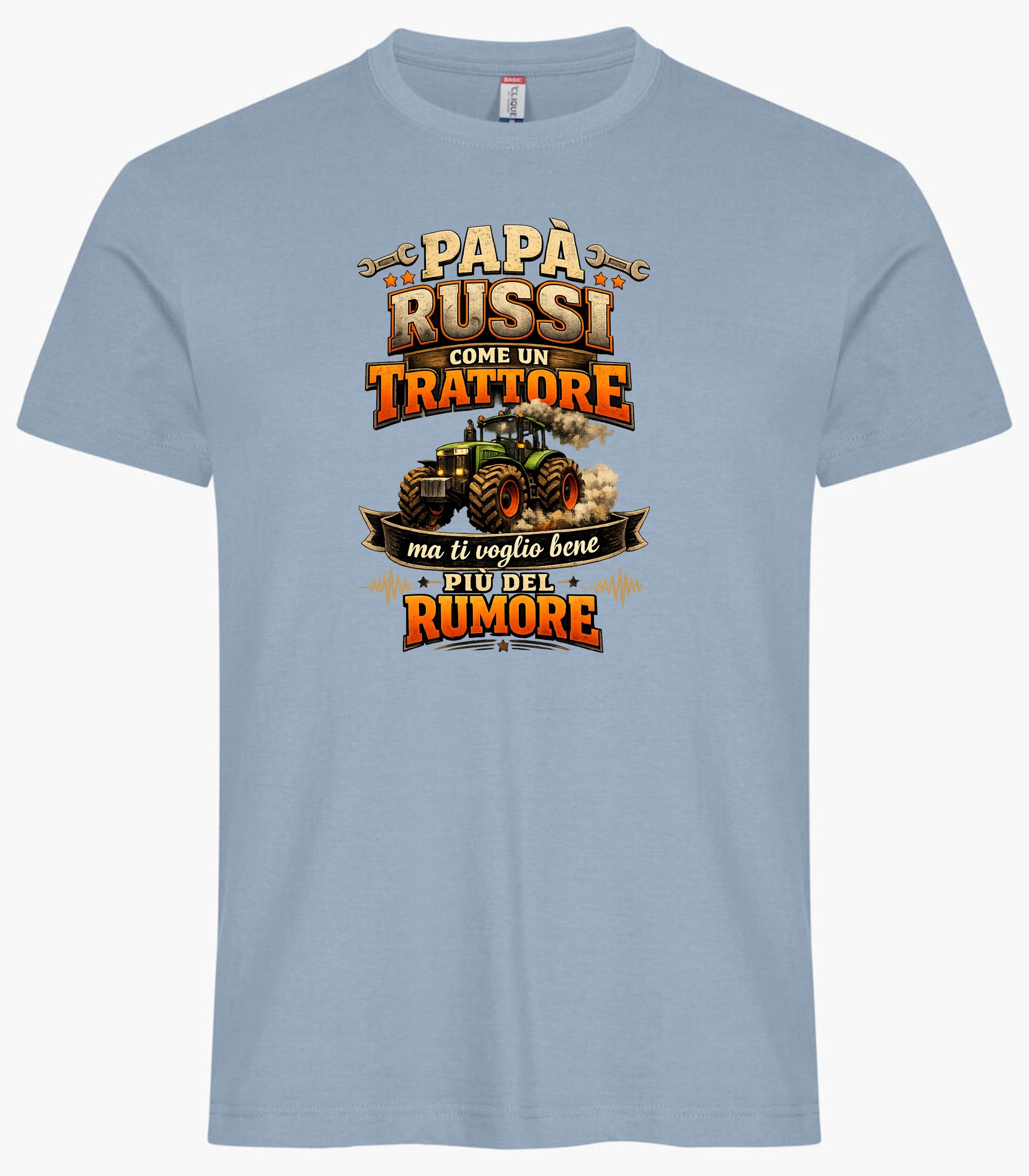 T-Shirt Papa' Russi Come Un Trattore Ma Ti Voglio Bene Piu' Del Rumore – Maglietta Personalizzabile PS 27431-A-145