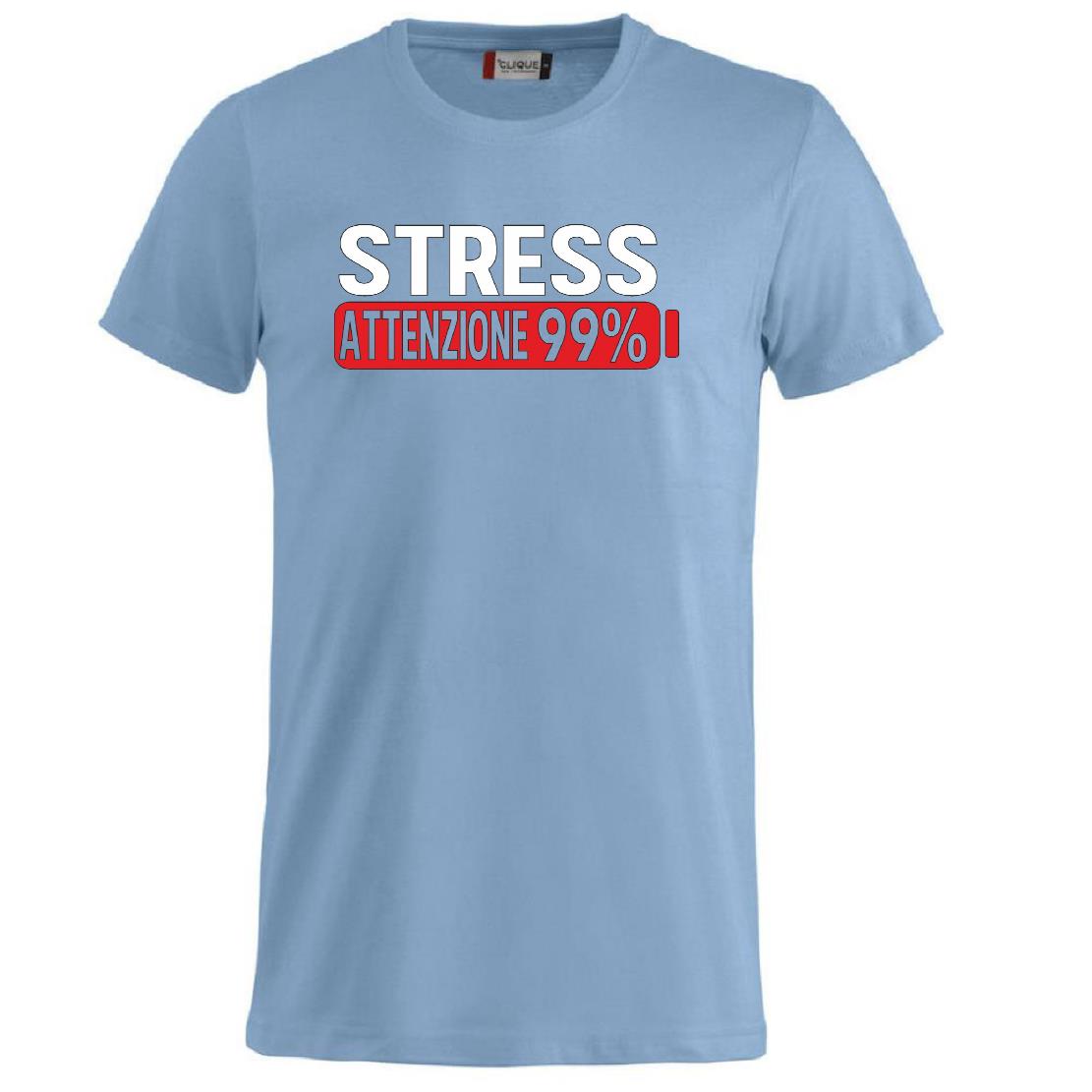 T-Shirt Uomo “Stress Attenzione 99%” – Maglietta Simpatica e Divertente PS 27431-A002