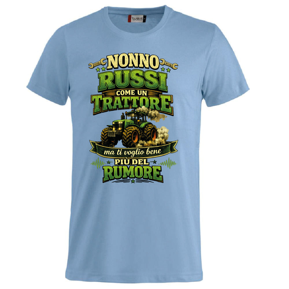 T-Shirt Nonno Russi Come Un Trattore Ma Ti Voglio Bene Piu' Del Rumore – Maglietta Personalizzabile PS 27431-A-146