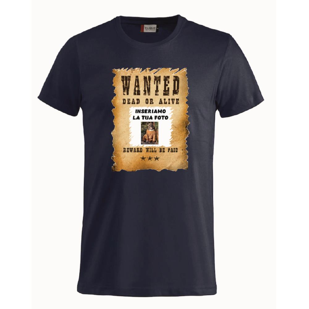 T-Shirt “Wanted Dead or Alive” Personalizzata con la Tua Foto – Mod. PS 27431-A061 - PRS