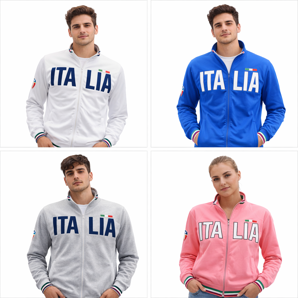 Felpa Italia Zip Intera Senza Cappuccio – New Style – PS 32613