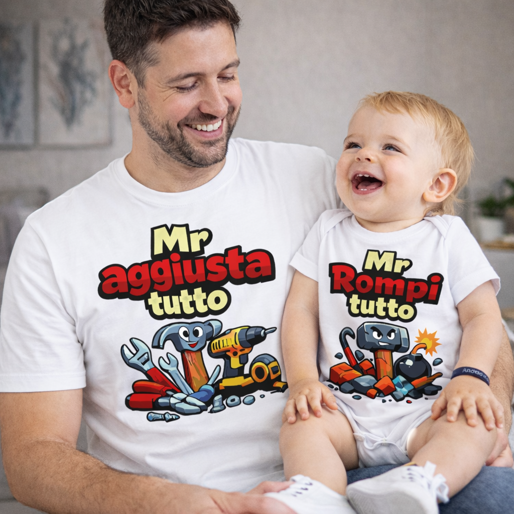 Tshirt e Body/Magliettina "Mister Aggiusta tutto.."  – Festa del papà – PS 27431-A142 / 28181-142
