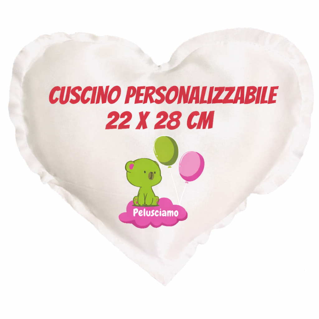 Cuscino Cuore Personalizzabile Foto o Frasi – 22 X 28 cm – Cod.12936 PRS