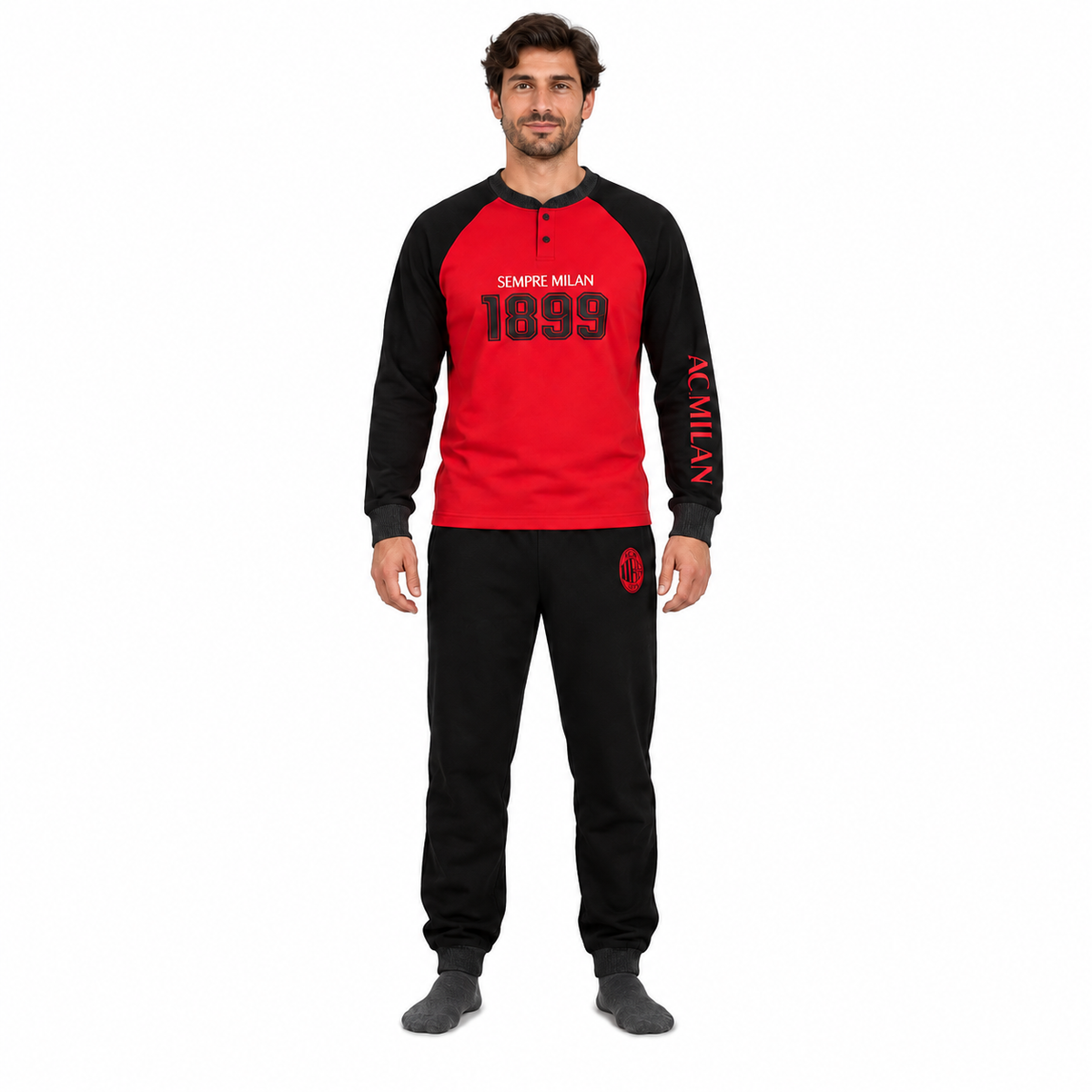 Pigiama Milan Lungo 100% Cotone Garzato Serafino Homewear Personalizzabile – PS 40660-BS