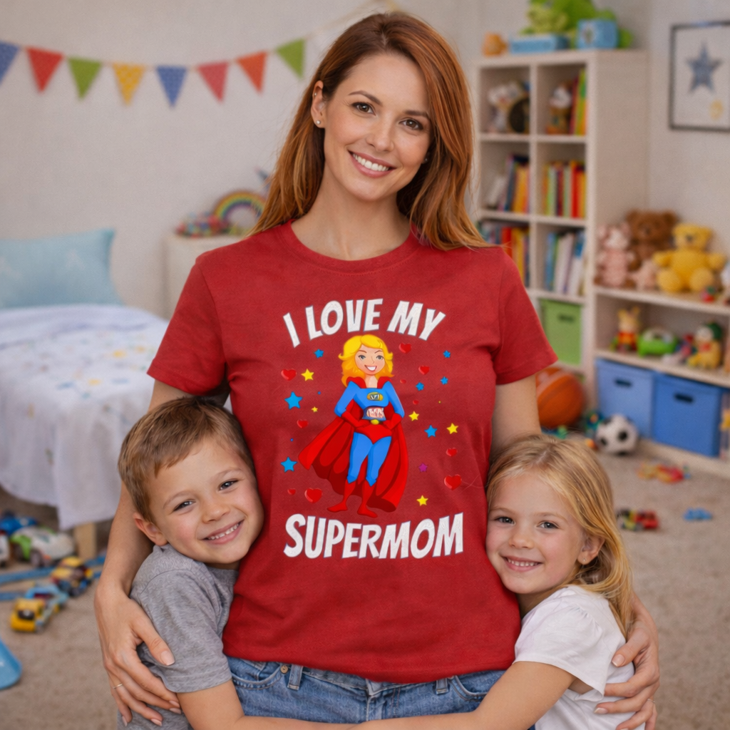 T-Shirt Donna “I Love My Supermom” – Idea Regalo Festa della Mamma – PS 28870-015 PRS