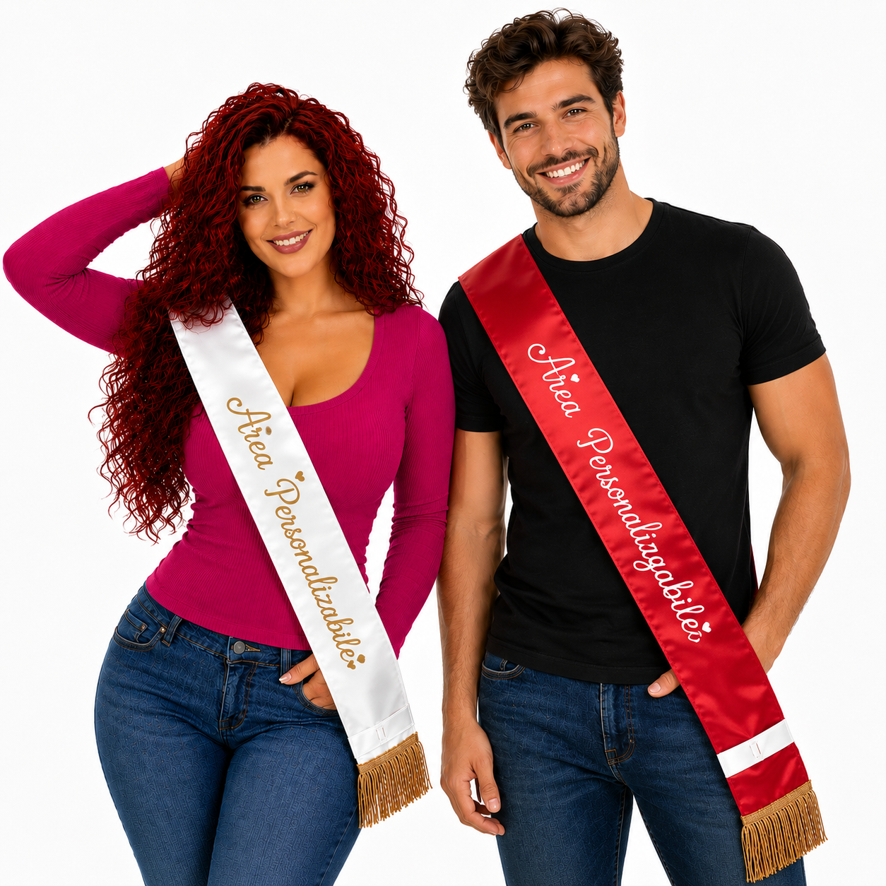 Fascia Colorata con frange Personalizzabile con Stampa – PS 37777