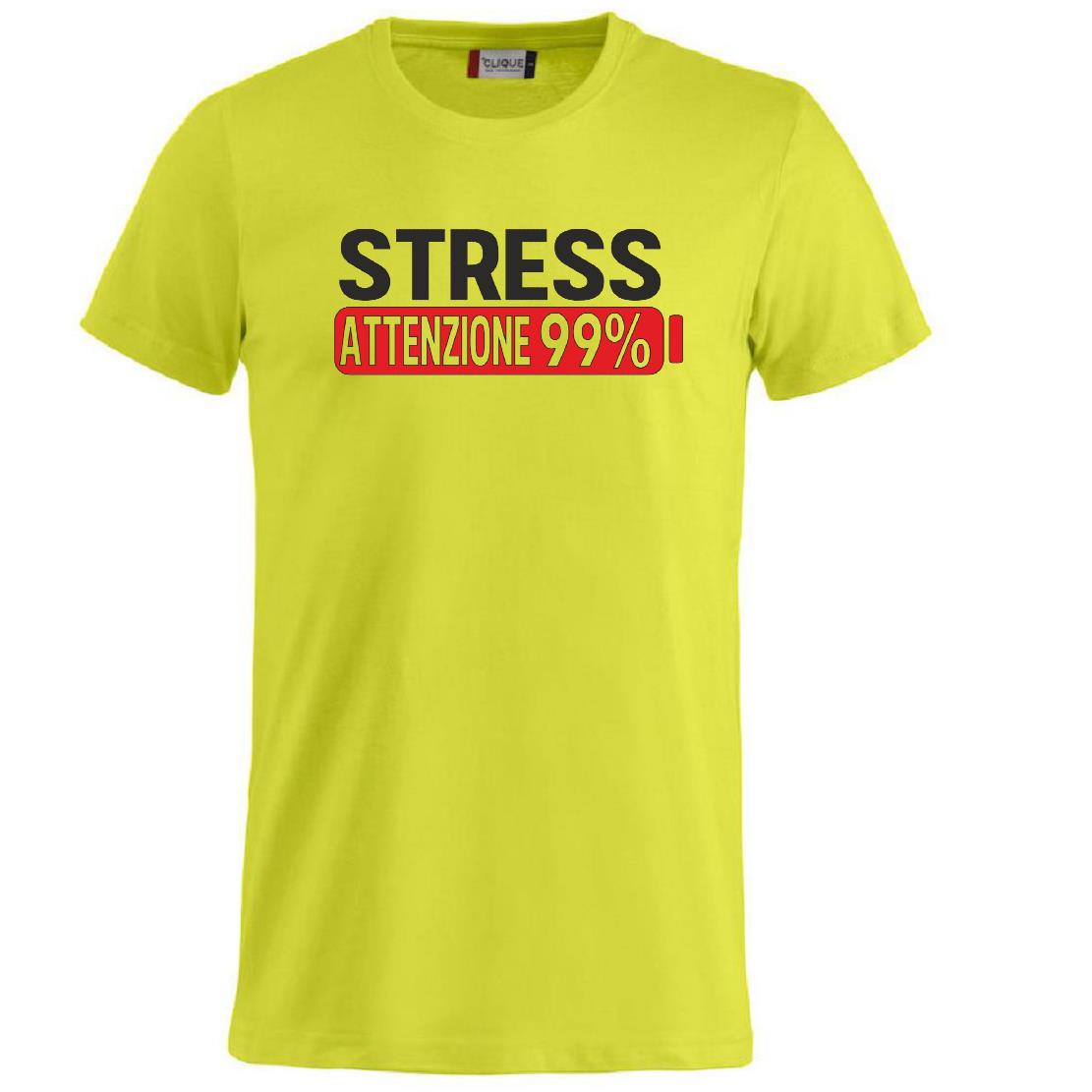 T-Shirt Uomo “Stress Attenzione 99%” – Maglietta Simpatica e Divertente PS 27431-A002