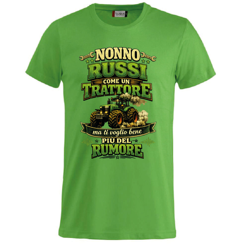 T-Shirt Nonno Russi Come Un Trattore Ma Ti Voglio Bene Piu' Del Rumore – Maglietta Personalizzabile PS 27431-A-146