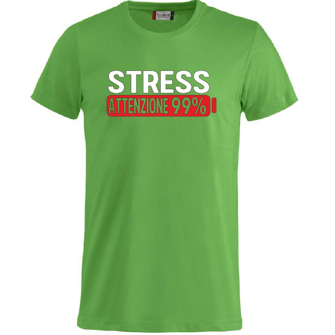 T-Shirt Uomo “Stress Attenzione 99%” – Maglietta Simpatica e Divertente PS 27431-A002