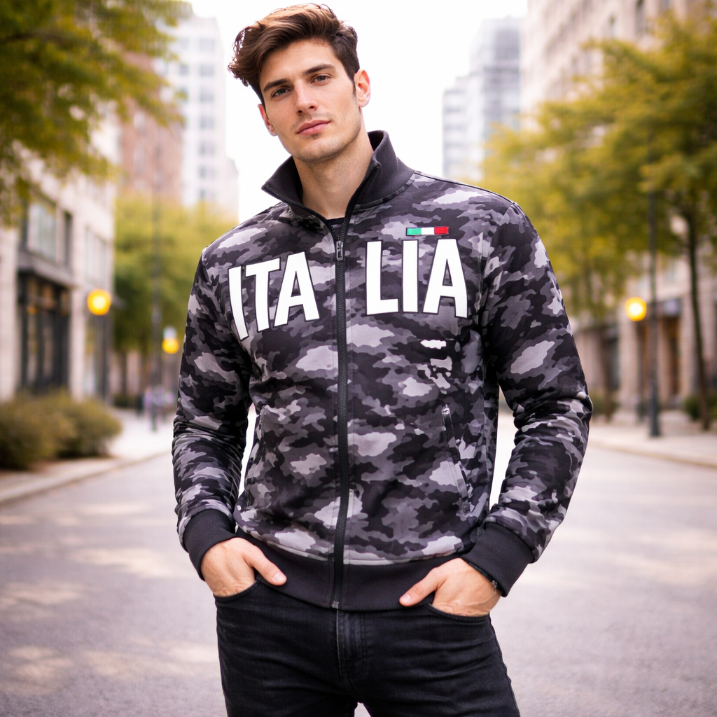 Felpa Italia Camouflage Zip Intera – New Style – PS 32580