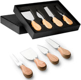 Set da Formaggio con 4 Utensili in Acciaio Inox e Manico in Legno PS 00565 PRS