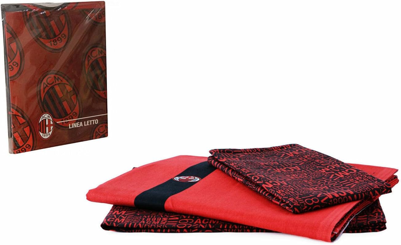 Completo Letto Milan in Cotone Rosso/Nero – Made in Italy – PS 02127
