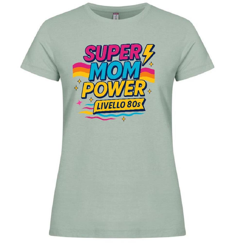 T-Shirt Donna Super Mom Power Anni 80– Idea Regalo Festa della Mamma – PS 28870-027