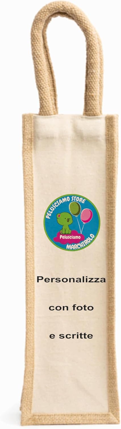 Borsa In Juta Plastificata Porta Bottiglia Personalizzabile Con Foto e Scritte PS 00053 PRS