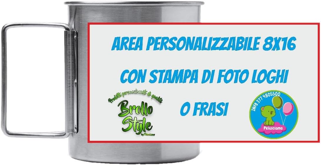 Tazza in Acciaio TEIDE con Manici Pieghevoli – 450 ml – Personalizzabile PS 00567 PRS
