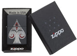 Accendino Zippo Antivento Nero Opaco con Emblema Asso di Spade – PS 09987