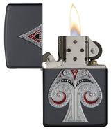 Accendino Zippo Antivento Nero Opaco con Emblema Asso di Spade – PS 09987