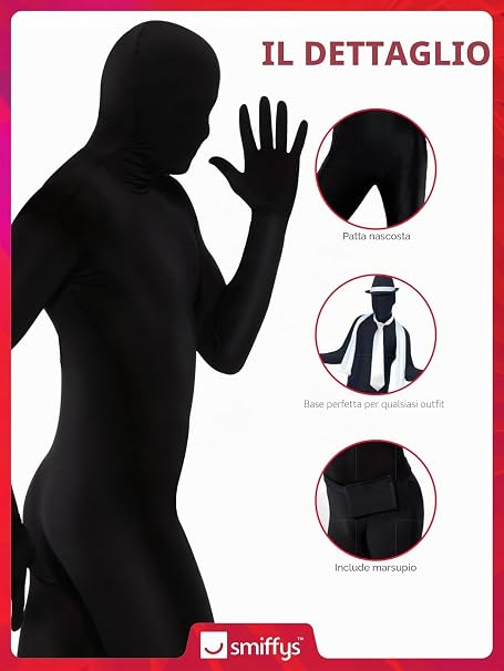 Costume da Mimo Nero con Marsupio – PS 11739