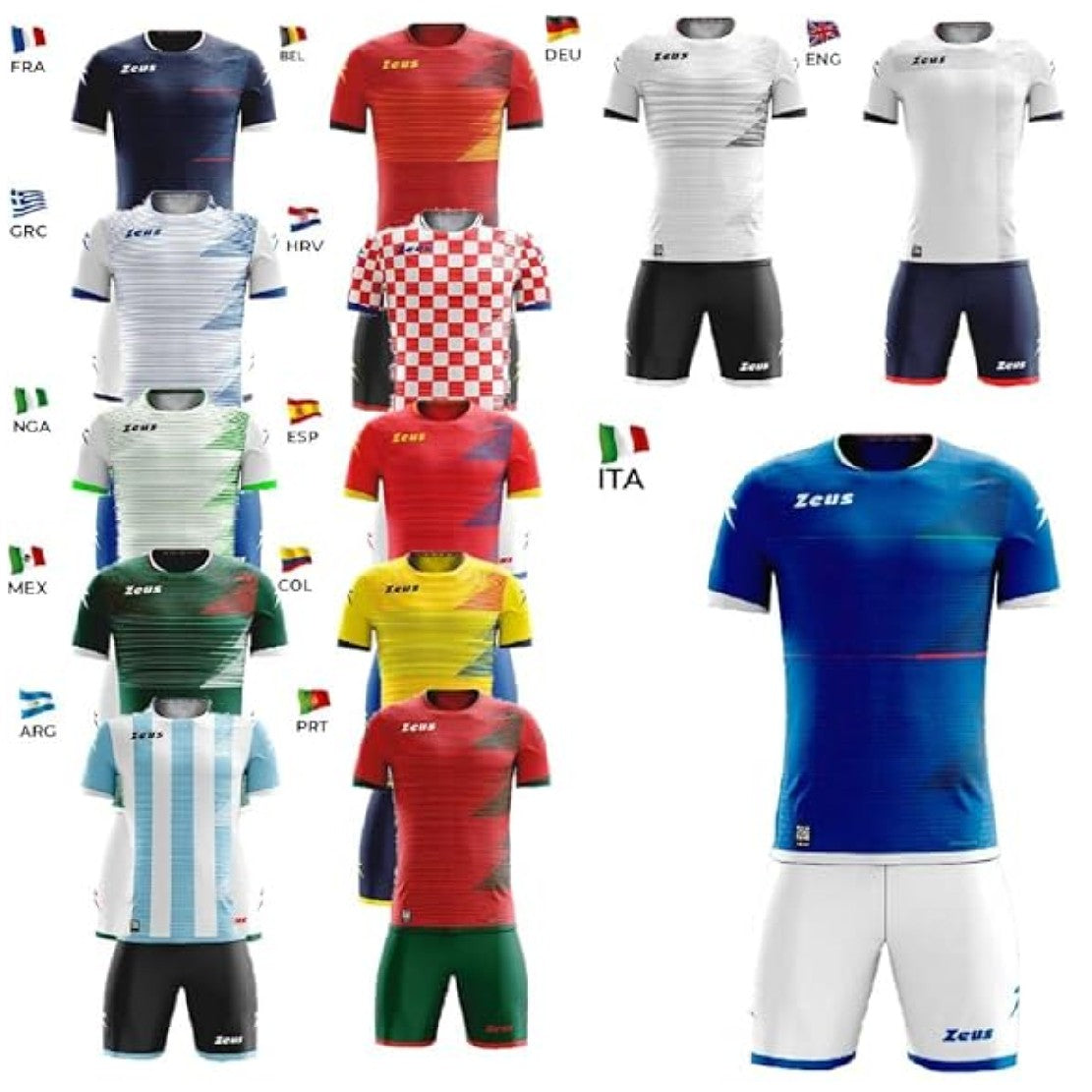 Completo Calcio Mundial – Italia, Germania, Francia, Spagna, Argentina – Maglia, Pantaloncino Personalizzabile PS 00024