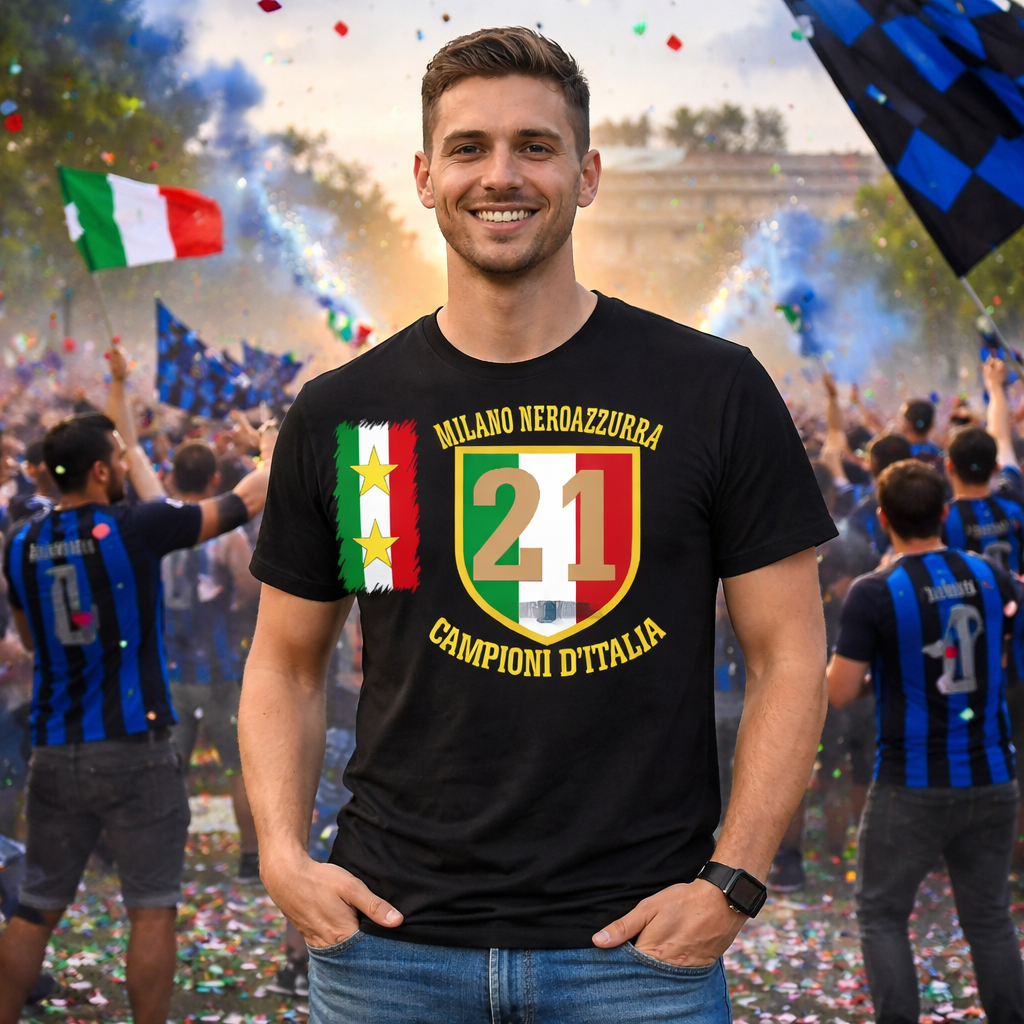 T-Shirt Calcio Inter Campioni d’Italia Serie A – 21 Scudetti Seconda Stella – PS 27431-A068