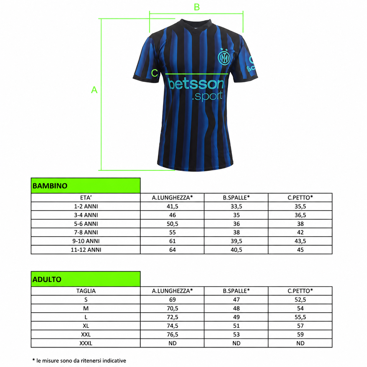 Completo Calcio Inter Personalizzabile – Replica Campionato Serie A – Maglia, Pantaloncino e Calzettoni – PS 40511-C-01