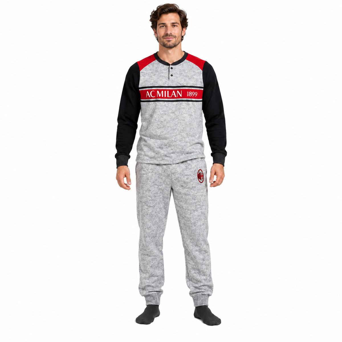 Pigiama Milan Lungo 100% Cotone Garzato Serafino Homewear Personalizzabile – PS 40660-BS