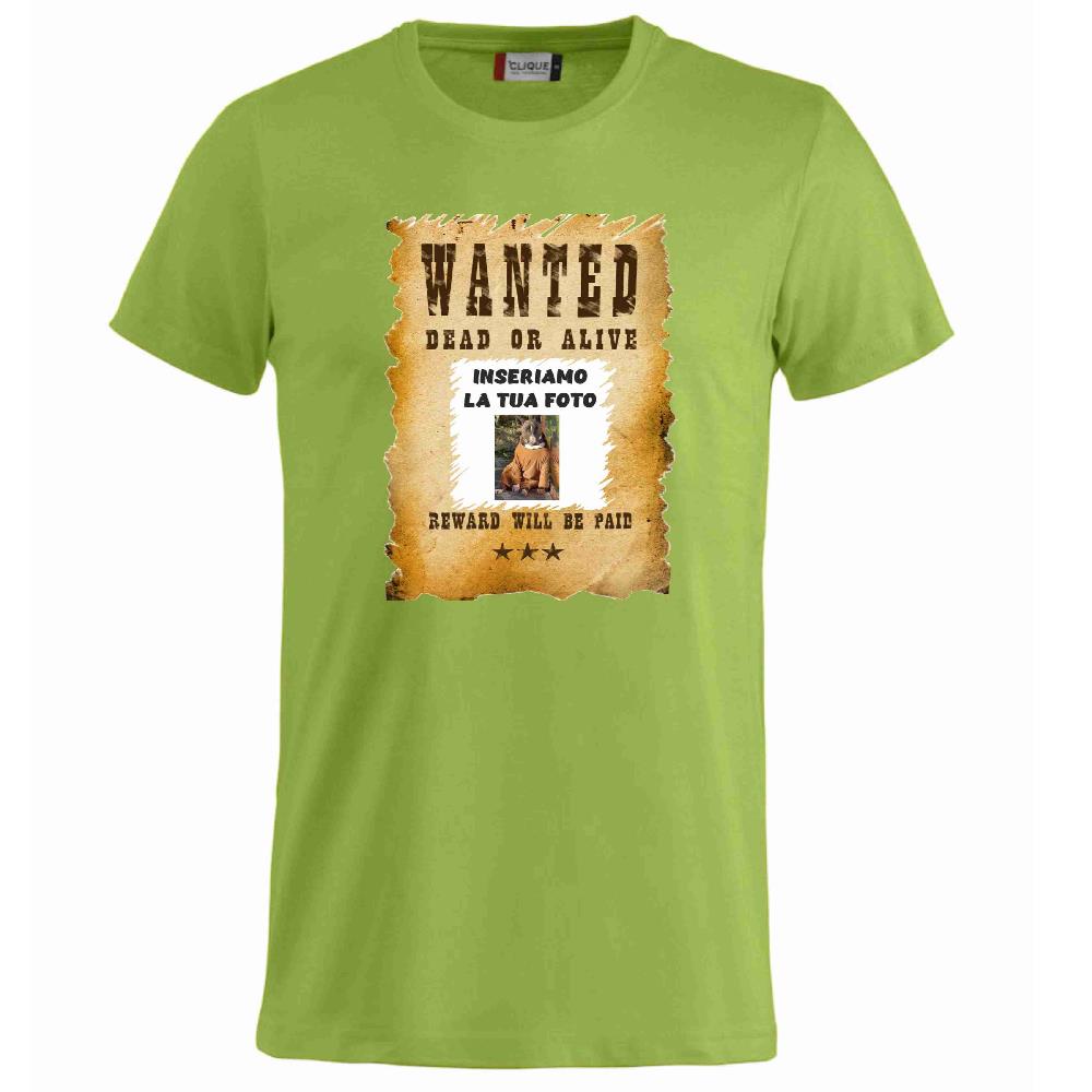 T-Shirt “Wanted Dead or Alive” Personalizzata con la Tua Foto – Mod. PS 27431-A061 - PRS