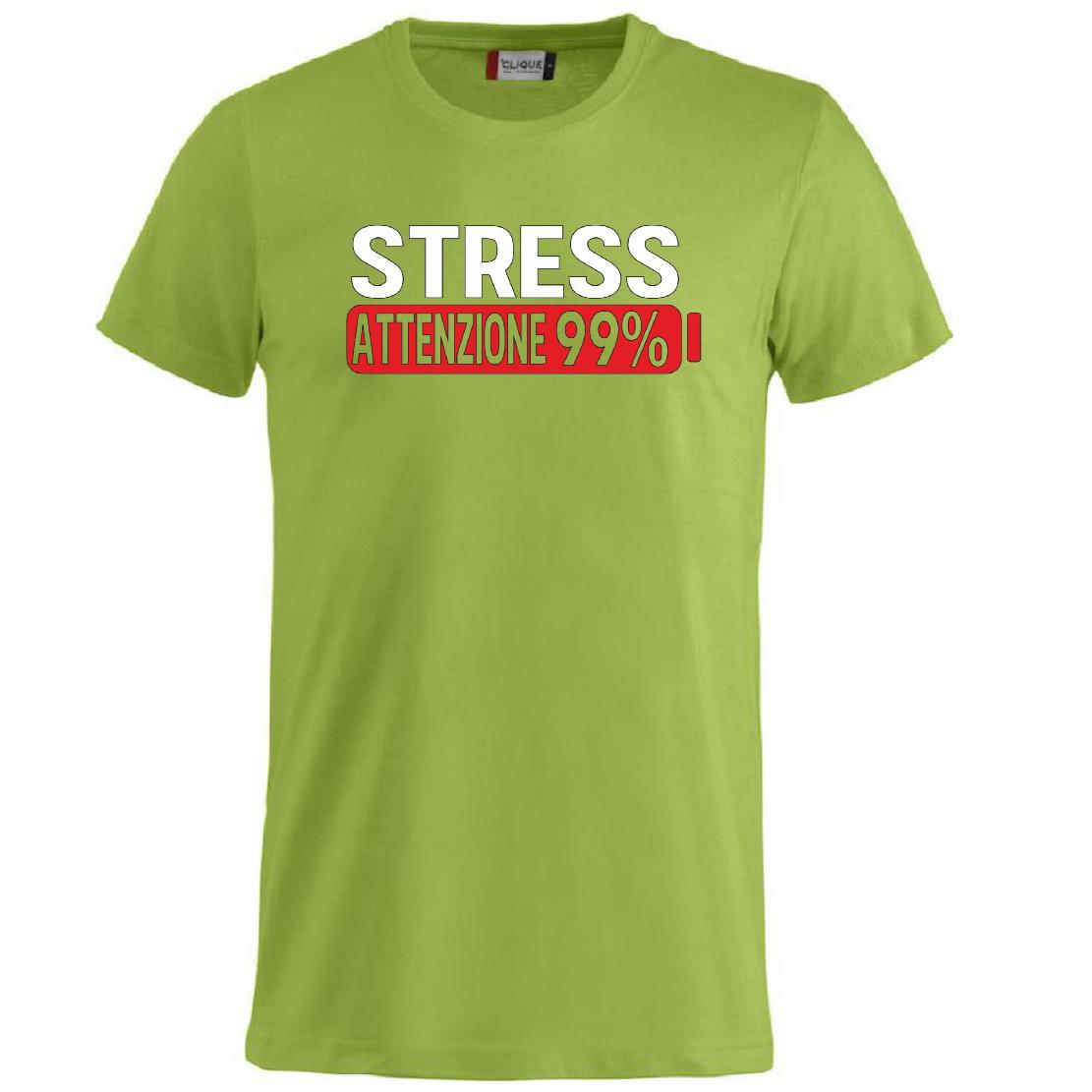 T-Shirt Uomo “Stress Attenzione 99%” – Maglietta Simpatica e Divertente PS 27431-A002