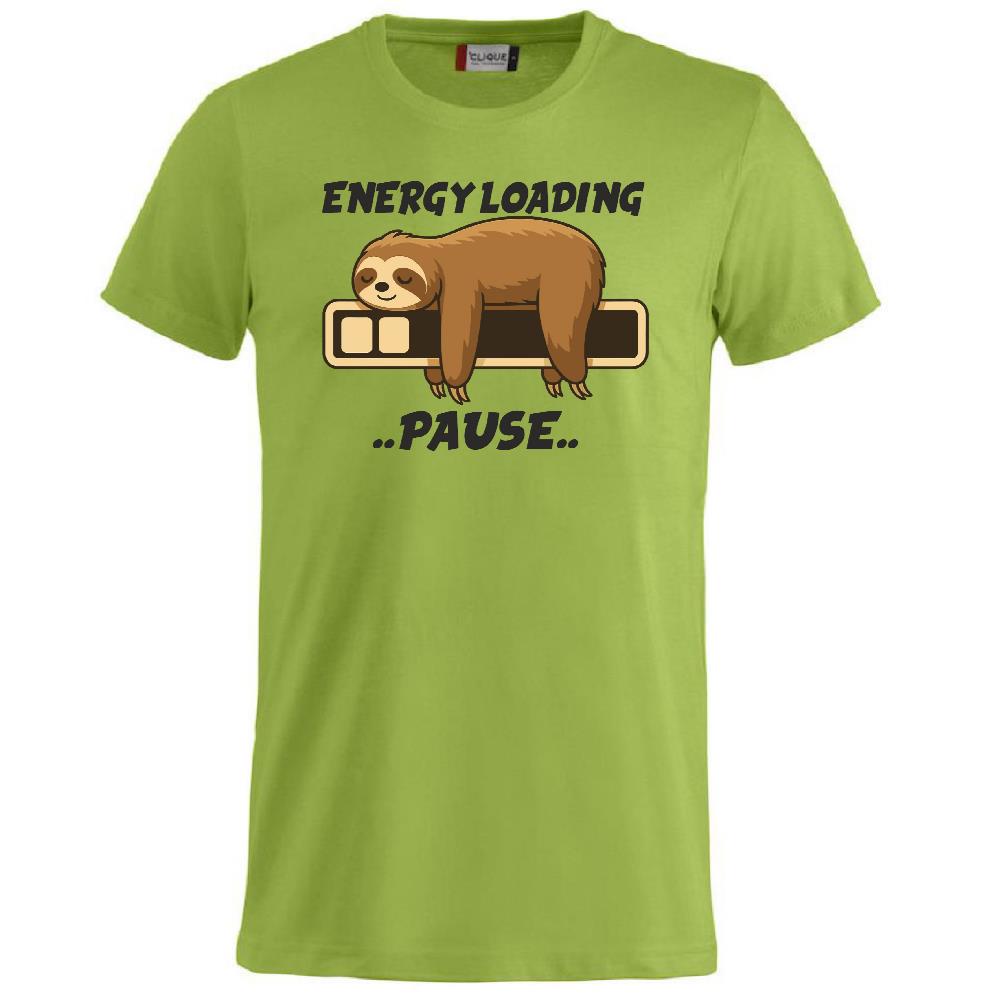 T-Shirt “Bradipo Energy Loading… Pause…” – Personalizzabile con Nome – PS 27431-A135