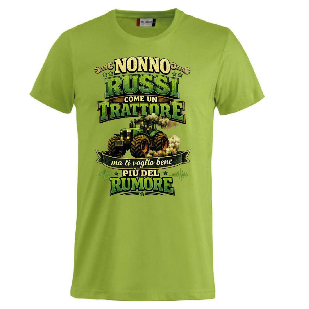 T-Shirt Nonno Russi Come Un Trattore Ma Ti Voglio Bene Piu' Del Rumore – Maglietta Personalizzabile PS 27431-A-146