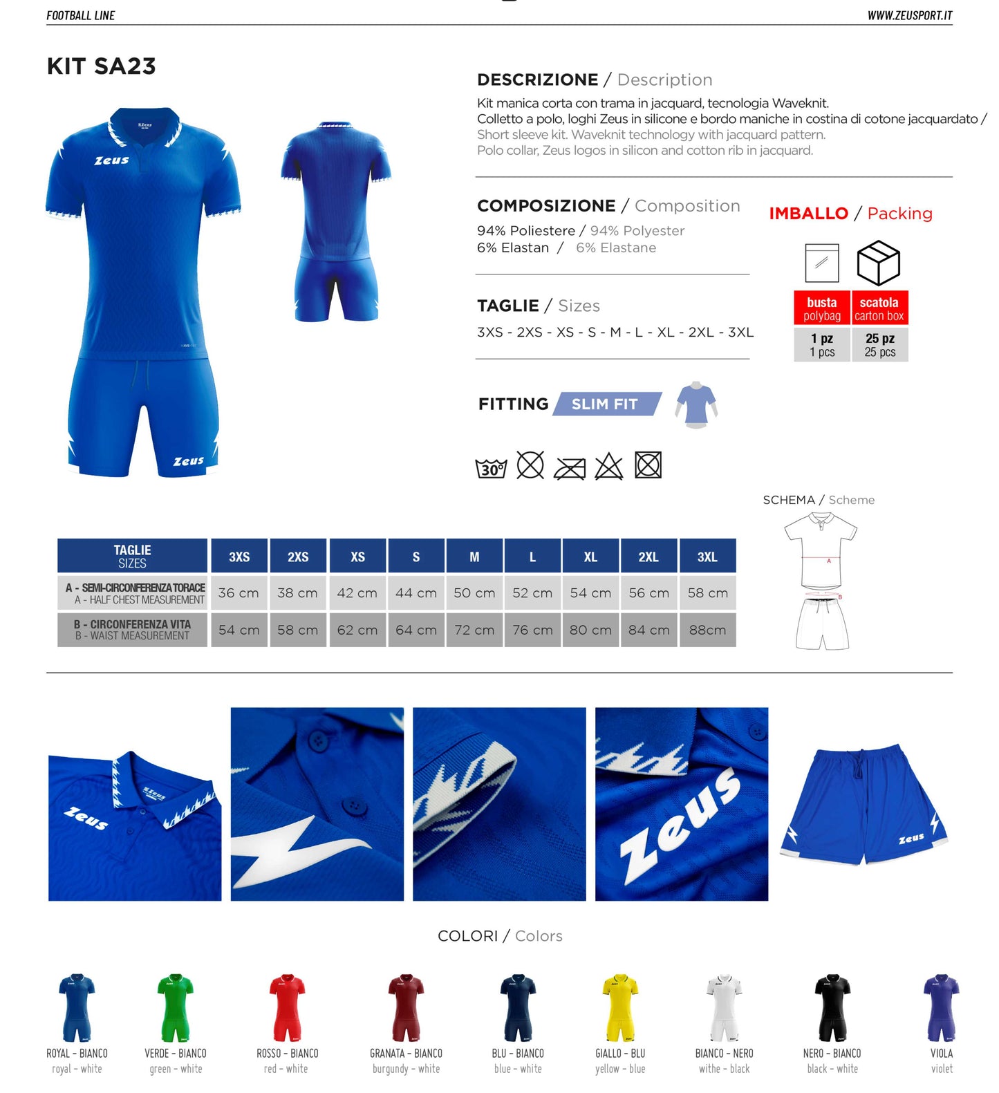 Completo Calcio Zeus Personalizzabile Kit SA23 – Maglia, Pantaloncino e Calzettoni – Nome e Numero PS 12869