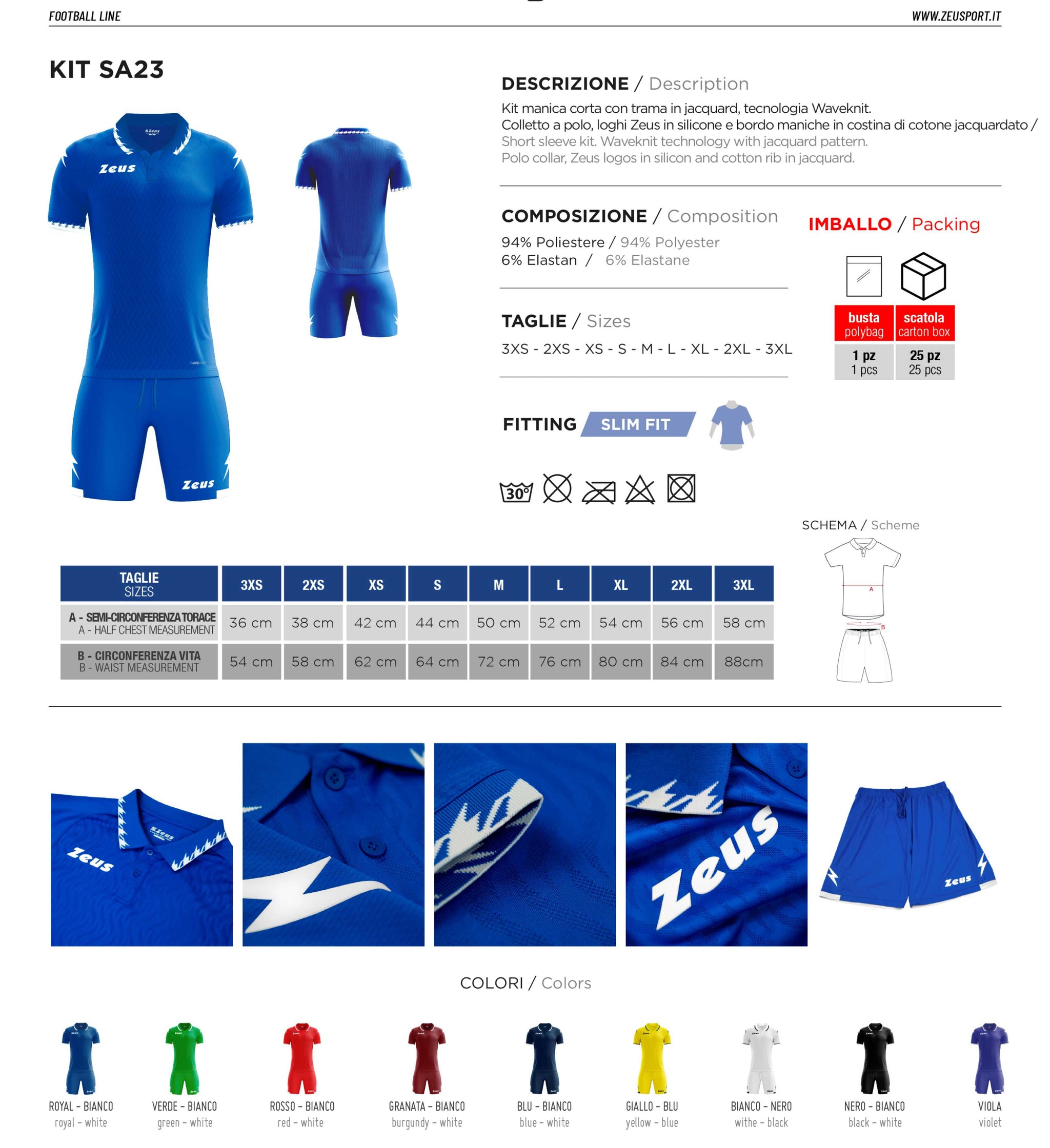 Completo Calcio Zeus Personalizzabile Kit SA23 – Maglia, Pantaloncino e Calzettoni – Nome e Numero PS 12869