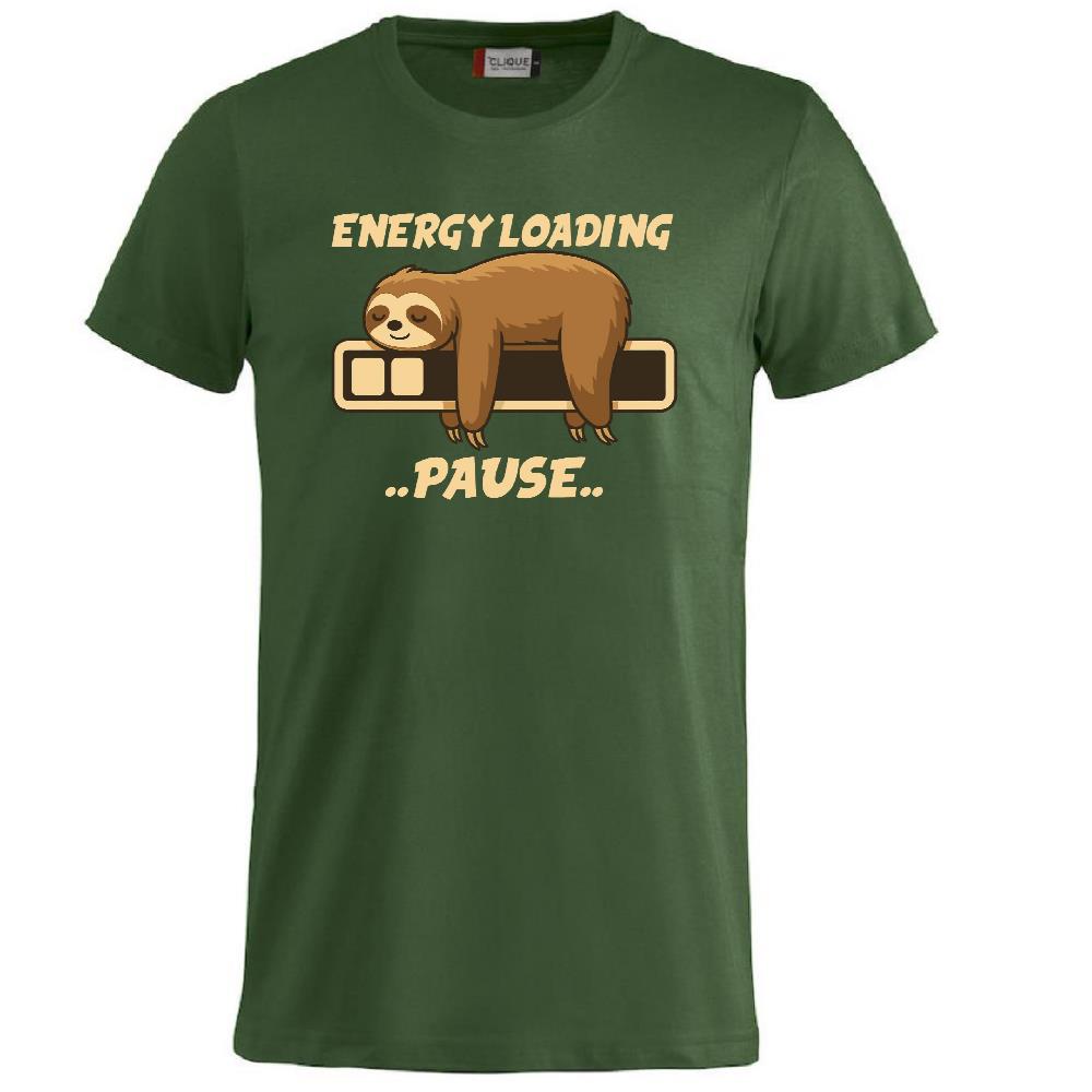 T-Shirt “Bradipo Energy Loading… Pause…” – Personalizzabile con Nome – PS 27431-A135