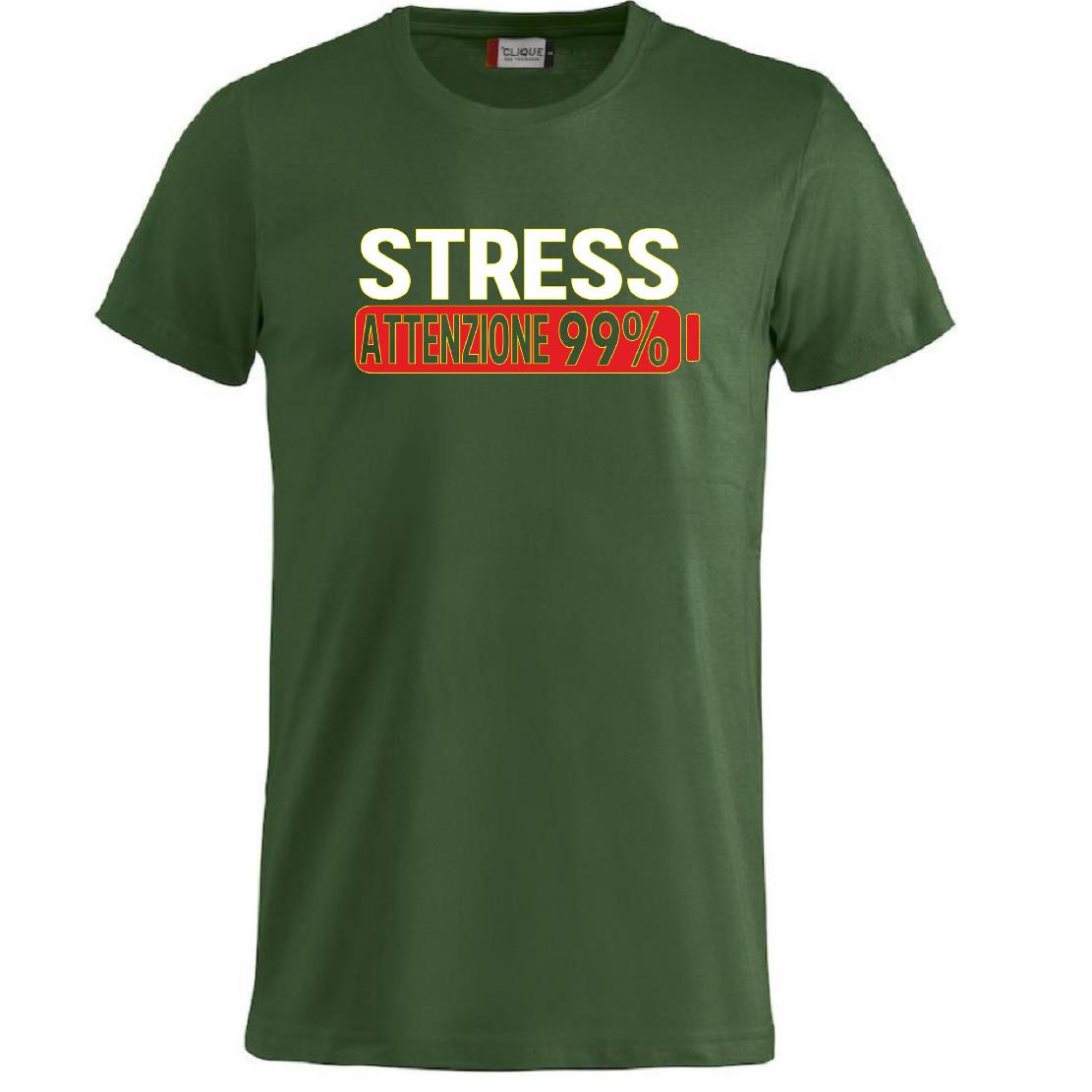 T-Shirt Uomo “Stress Attenzione 99%” – Maglietta Simpatica e Divertente PS 27431-A002