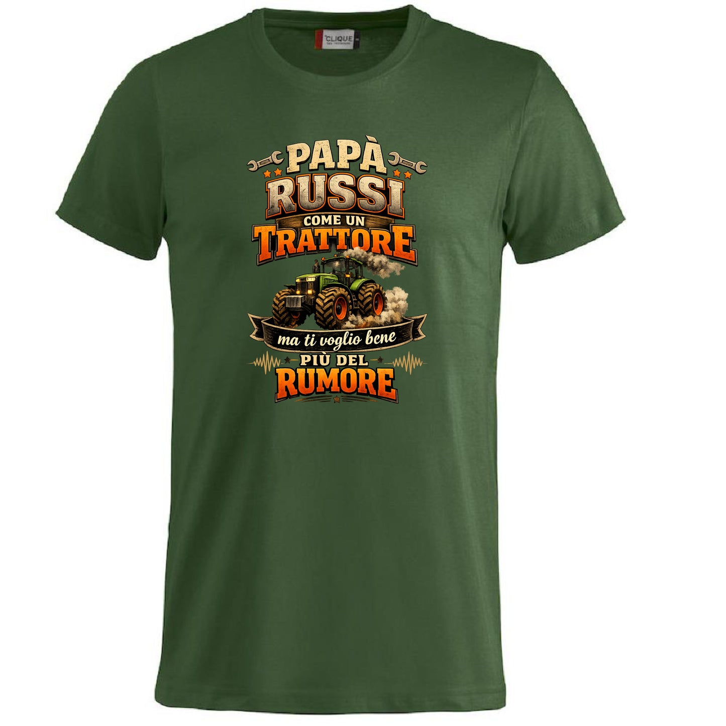 T-Shirt Papa' Russi Come Un Trattore Ma Ti Voglio Bene Piu' Del Rumore – Maglietta Personalizzabile PS 27431-A-145