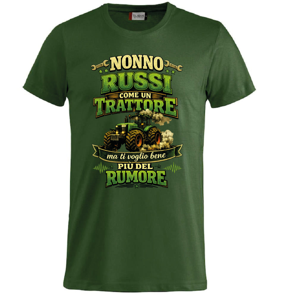 T-Shirt Nonno Russi Come Un Trattore Ma Ti Voglio Bene Piu' Del Rumore – Maglietta Personalizzabile PS 27431-A-146