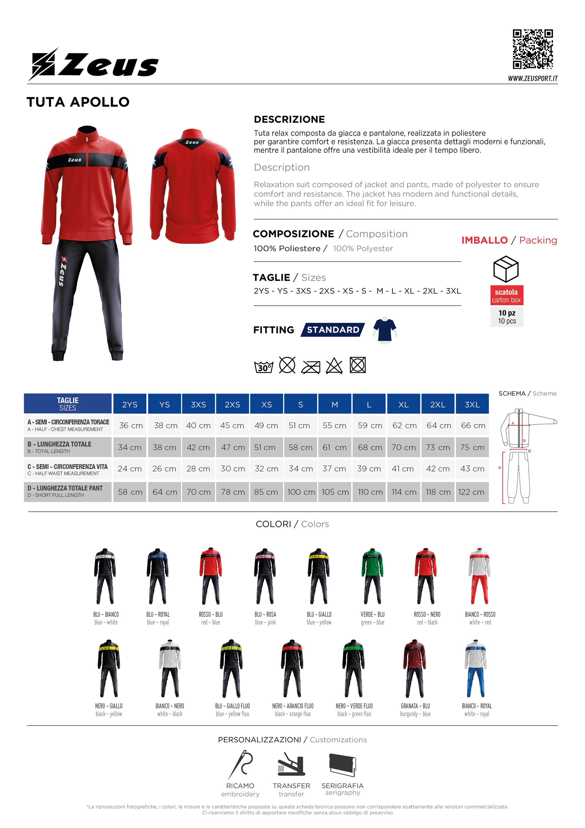 Tuta Calcio Zeus Apollo – Allenamento &amp; Tempo Libero – Personalizzabile – Cod. 31595 PRS