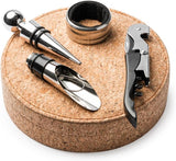 Set da Vino con Accessori in Acciaio Inox – Custodia in Sughero PS 00566