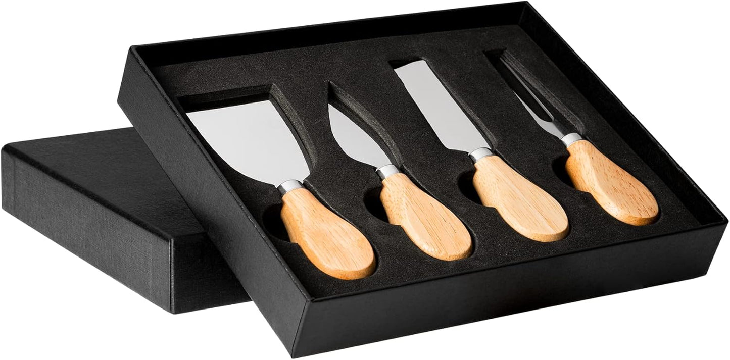 Set da Formaggio con 4 Utensili in Acciaio Inox e Manico in Legno PS 00565 PRS