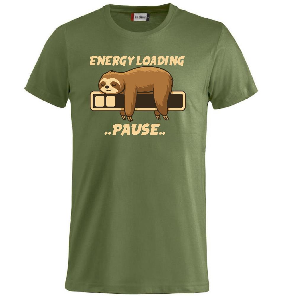 T-Shirt “Bradipo Energy Loading… Pause…” – Personalizzabile con Nome – PS 27431-A135