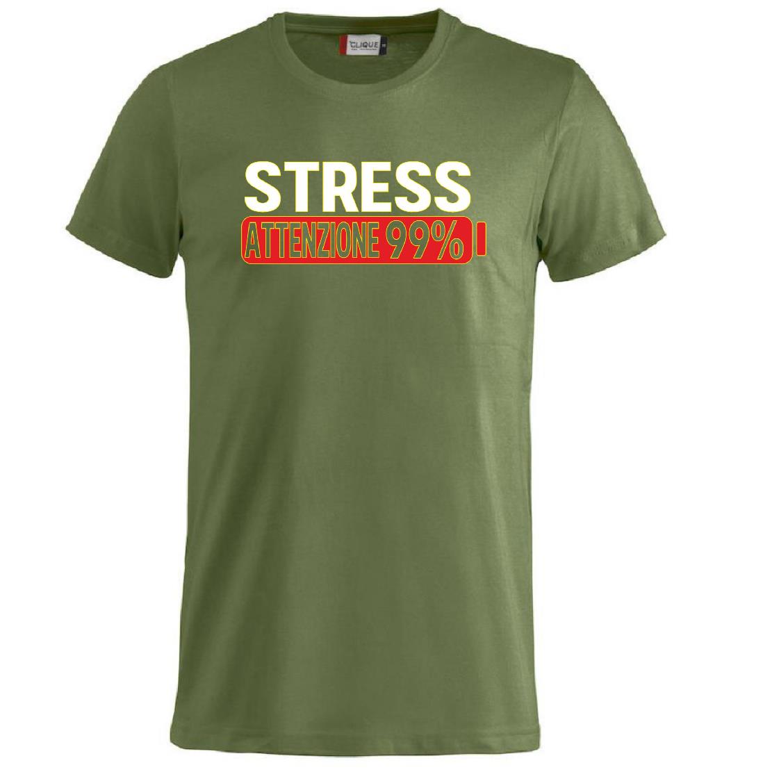 T-Shirt Uomo “Stress Attenzione 99%” – Maglietta Simpatica e Divertente PS 27431-A002