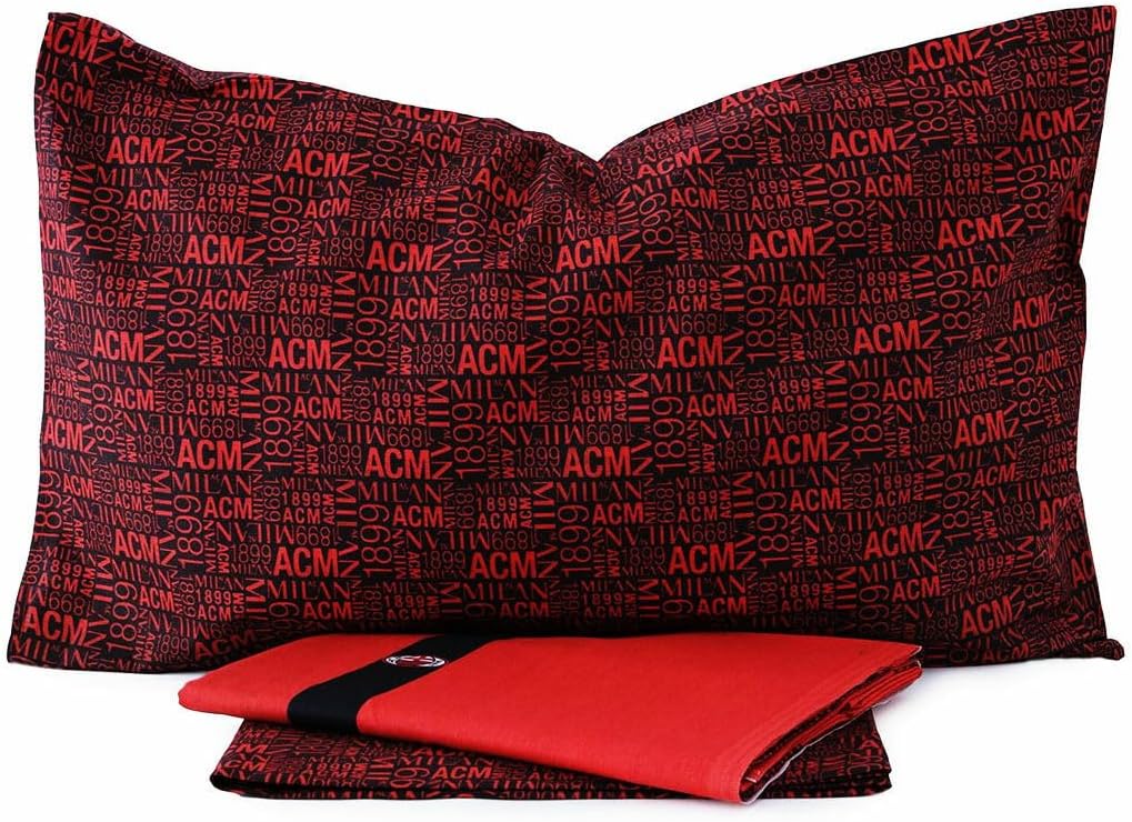 Completo Letto Milan in Cotone Rosso/Nero – Made in Italy – PS 02127