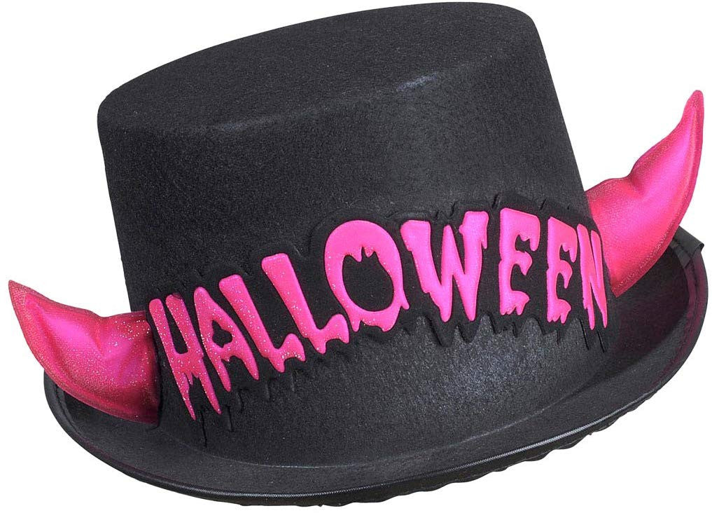 Cappello Halloween in Feltro Cilindro Nero con Corna – PS 10317