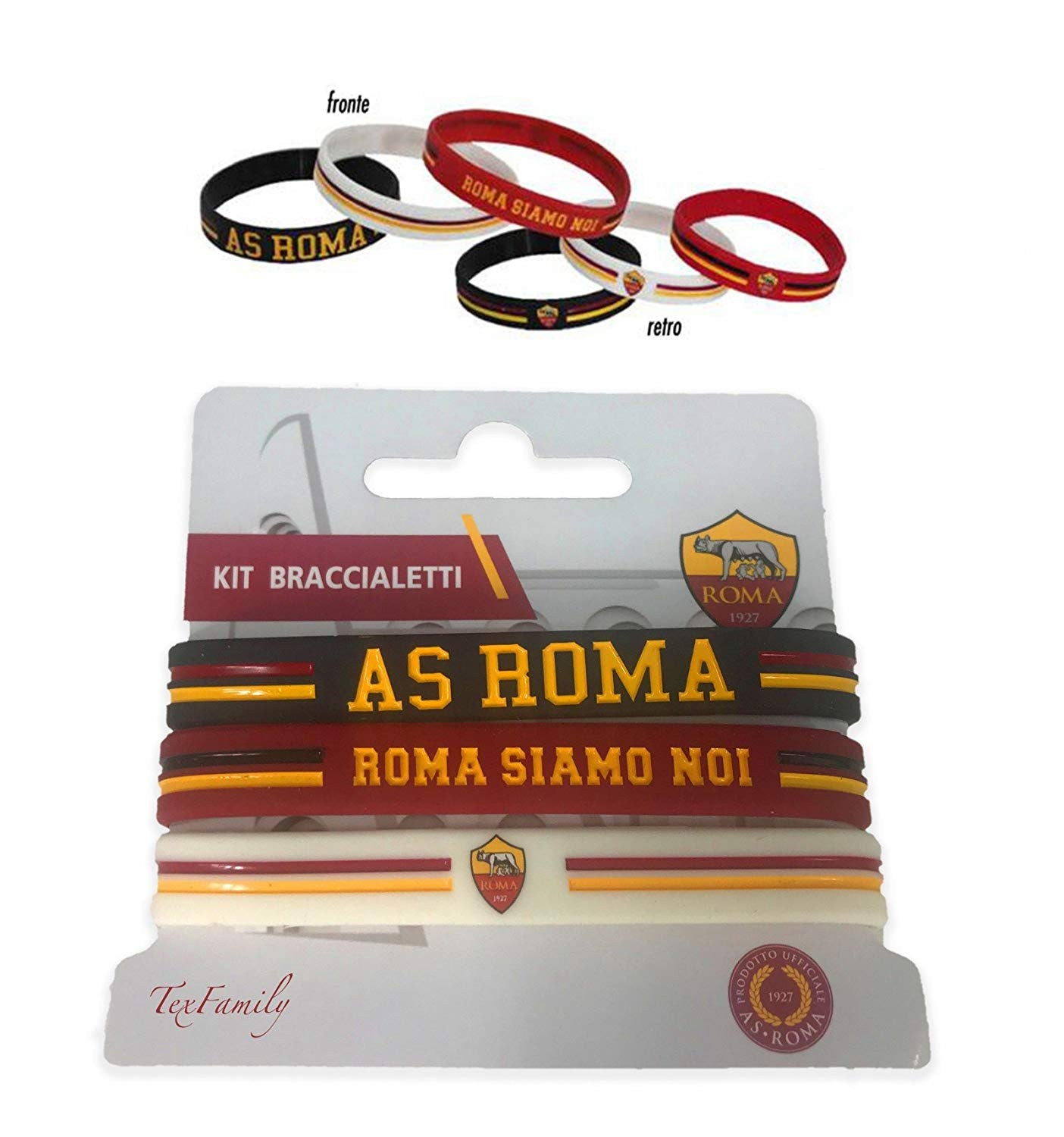 Kit 3 Braccialetti in Silicone AS Roma – Prodotto Ufficiale AS Roma Cod. PS 00939