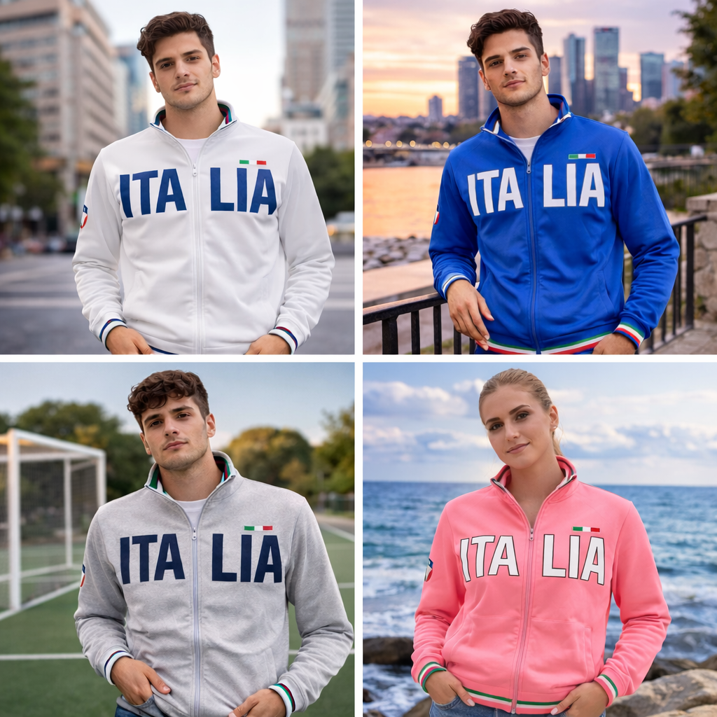 Felpa Italia Zip Intera Senza Cappuccio – New Style – PS 32613