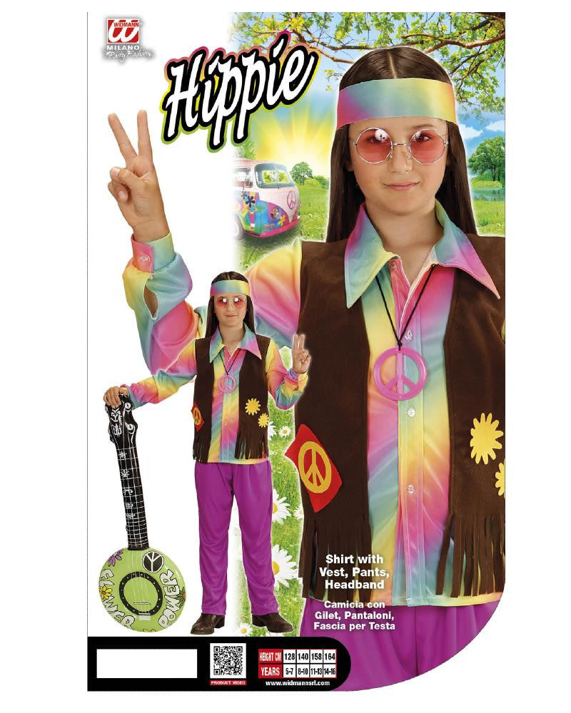 Costume di Carnevale Hippie Travestimento Anni 60 Figli dei Fiori – PS 26174