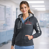 Felpa Donna Infermiera / Dottoressa / OSS Stetoscopio Cuore con Cappuccio e Zip Lunga – PS 02203-002